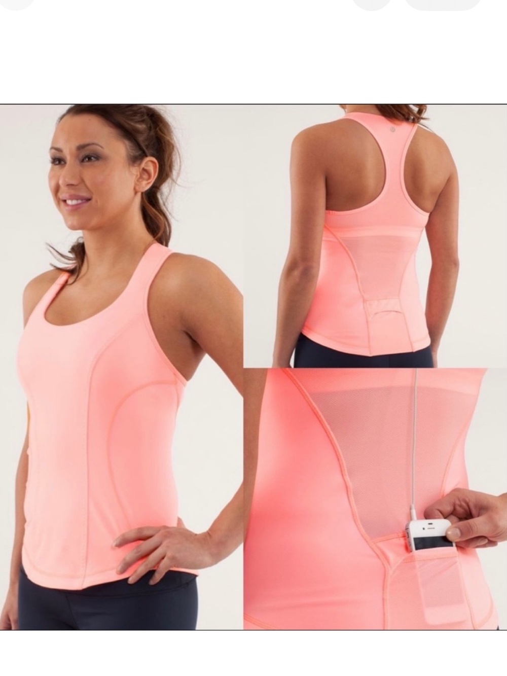 Lululemon Cardio Kick Tank Corral and Orange